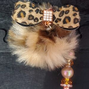 Handmade Leopard Print And Rose Gold Purse Charm